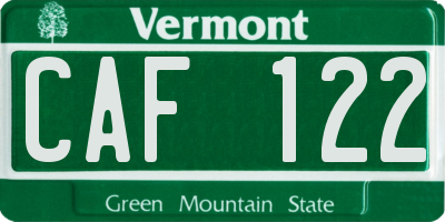 VT license plate CAF122