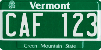 VT license plate CAF123