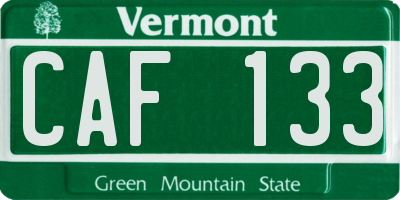VT license plate CAF133