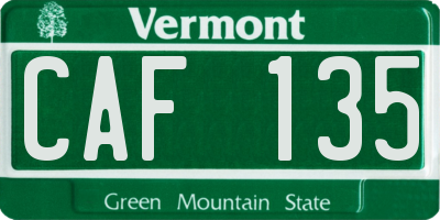 VT license plate CAF135