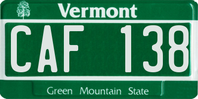 VT license plate CAF138
