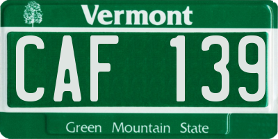 VT license plate CAF139