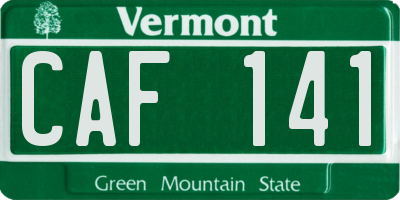 VT license plate CAF141
