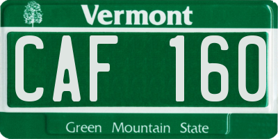 VT license plate CAF160