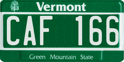 VT license plate CAF166