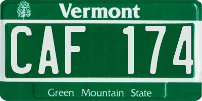 VT license plate CAF174