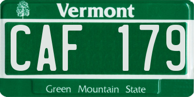VT license plate CAF179