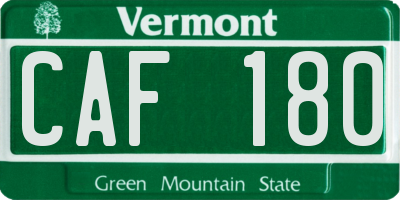 VT license plate CAF180