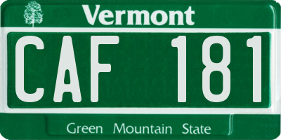 VT license plate CAF181