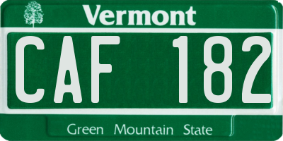 VT license plate CAF182