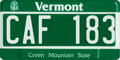 VT license plate CAF183