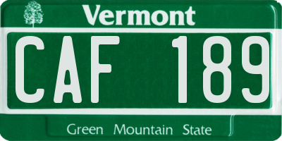 VT license plate CAF189