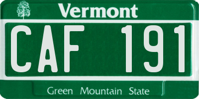 VT license plate CAF191