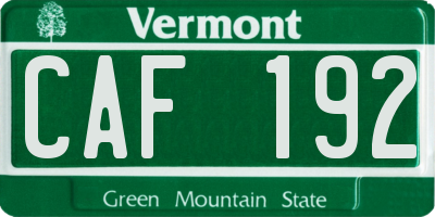 VT license plate CAF192