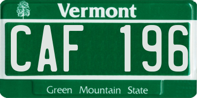VT license plate CAF196