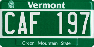 VT license plate CAF197