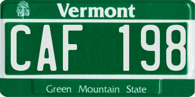 VT license plate CAF198