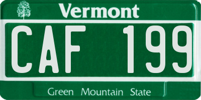 VT license plate CAF199