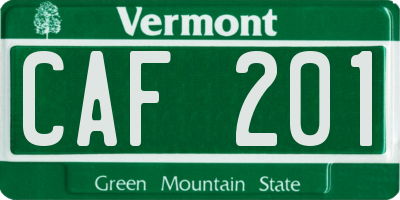 VT license plate CAF201