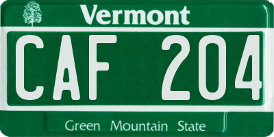 VT license plate CAF204