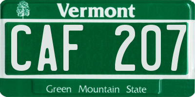 VT license plate CAF207