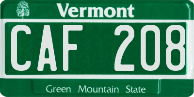 VT license plate CAF208