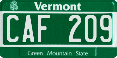 VT license plate CAF209
