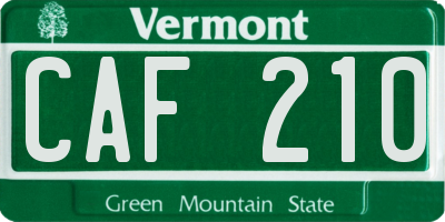 VT license plate CAF210