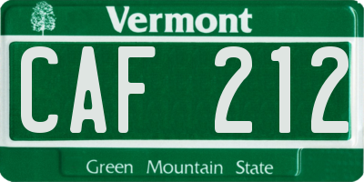VT license plate CAF212