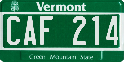 VT license plate CAF214