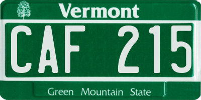 VT license plate CAF215
