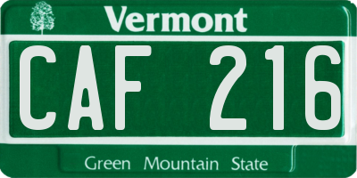 VT license plate CAF216