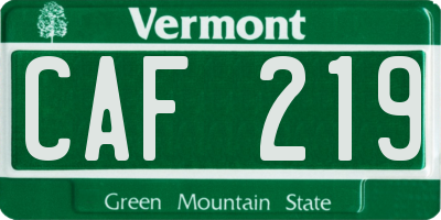 VT license plate CAF219