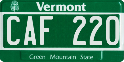 VT license plate CAF220