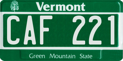 VT license plate CAF221