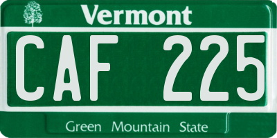 VT license plate CAF225