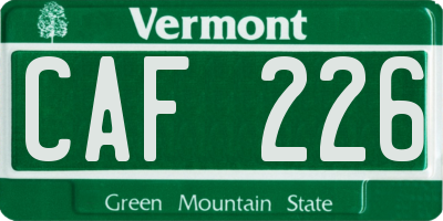 VT license plate CAF226