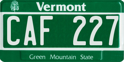 VT license plate CAF227