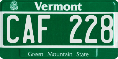 VT license plate CAF228