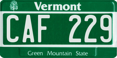 VT license plate CAF229