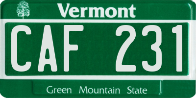 VT license plate CAF231