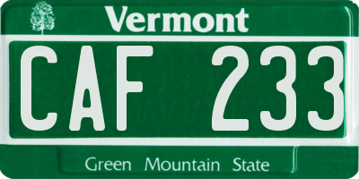 VT license plate CAF233