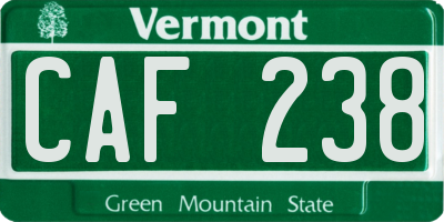 VT license plate CAF238