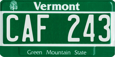 VT license plate CAF243