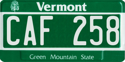 VT license plate CAF258