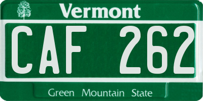VT license plate CAF262