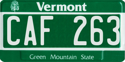 VT license plate CAF263