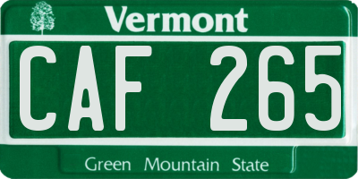 VT license plate CAF265