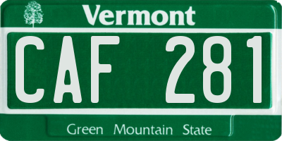 VT license plate CAF281