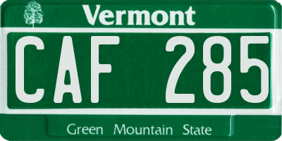 VT license plate CAF285